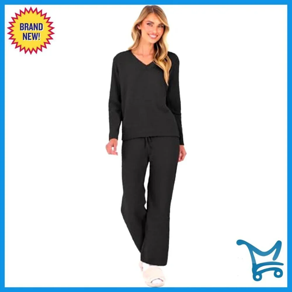 Fuzzy Fleece Lounge Set Cozy Sweater Matching Pajama Two Piece Outfit Loungewear